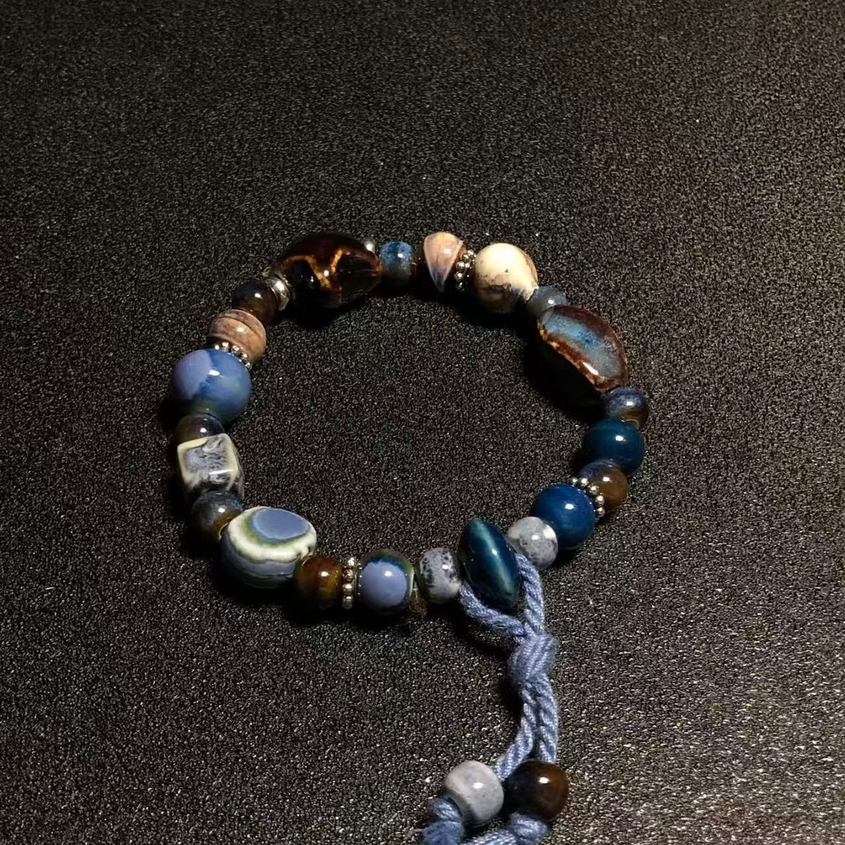 Midnight Orbit Ceramic Bead Bracelet