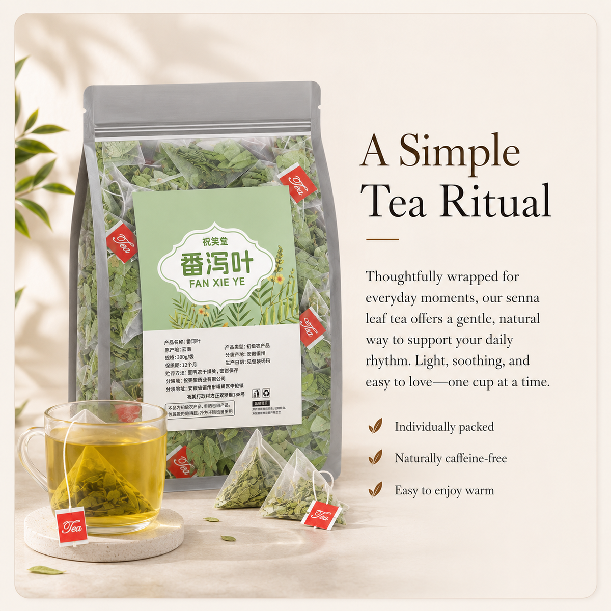 Senna Leaf Herbal Tea Bags | Caffeine-Free Botanical Tea