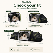 Cat travel habitat size guide for small cats and car back seats