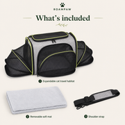 Folded expandable cat carrier with removable mat and shoulder strap