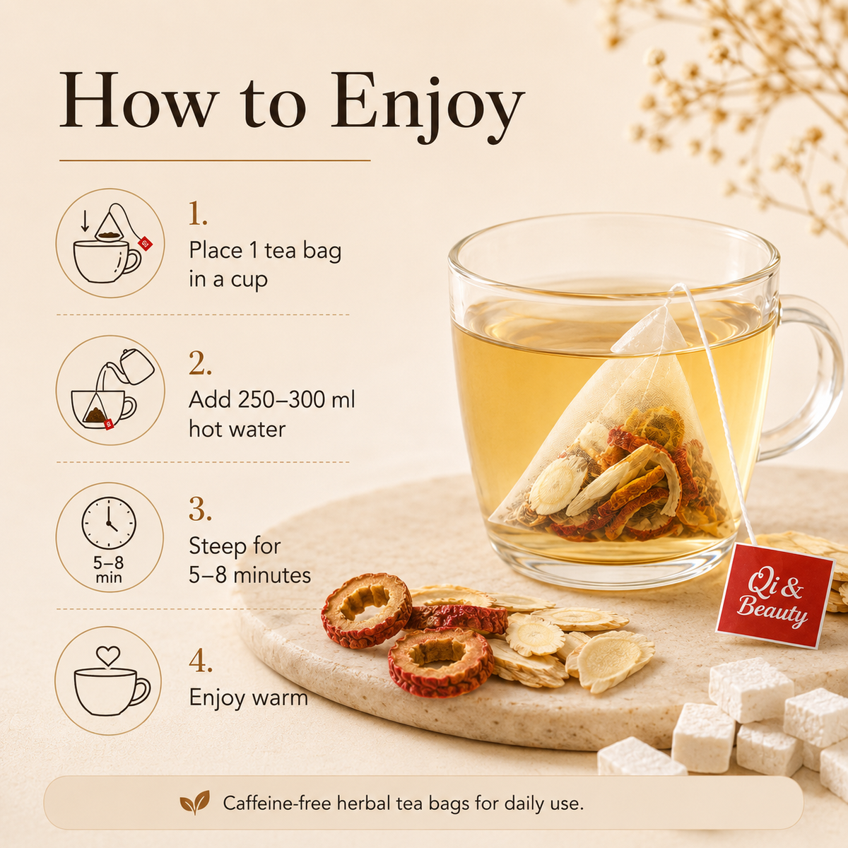 Astragalus Poria Hawthorn Tangerine Peel Herbal Tea Bags