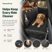 Dog backseat extender with mesh barrier, storage pocket and full seat protection