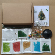 DIY beaded Christmas tree kit components for a colorful holiday style