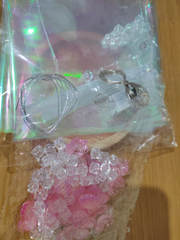 DIY moon butterfly night light kit components with base wire acrylic decorations and light string