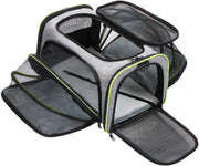 Double-sided expandable green cat travel habitat variant
