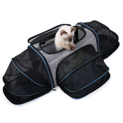 Four-sided expandable blue cat travel habitat variant